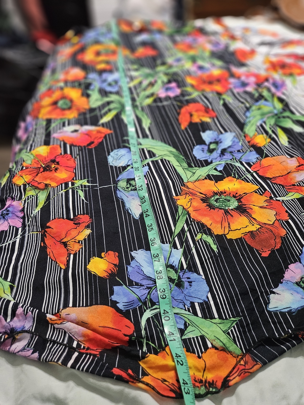 Investments Black Floral Stripe Top with Orange and Green Accents - Picture 5 of 6